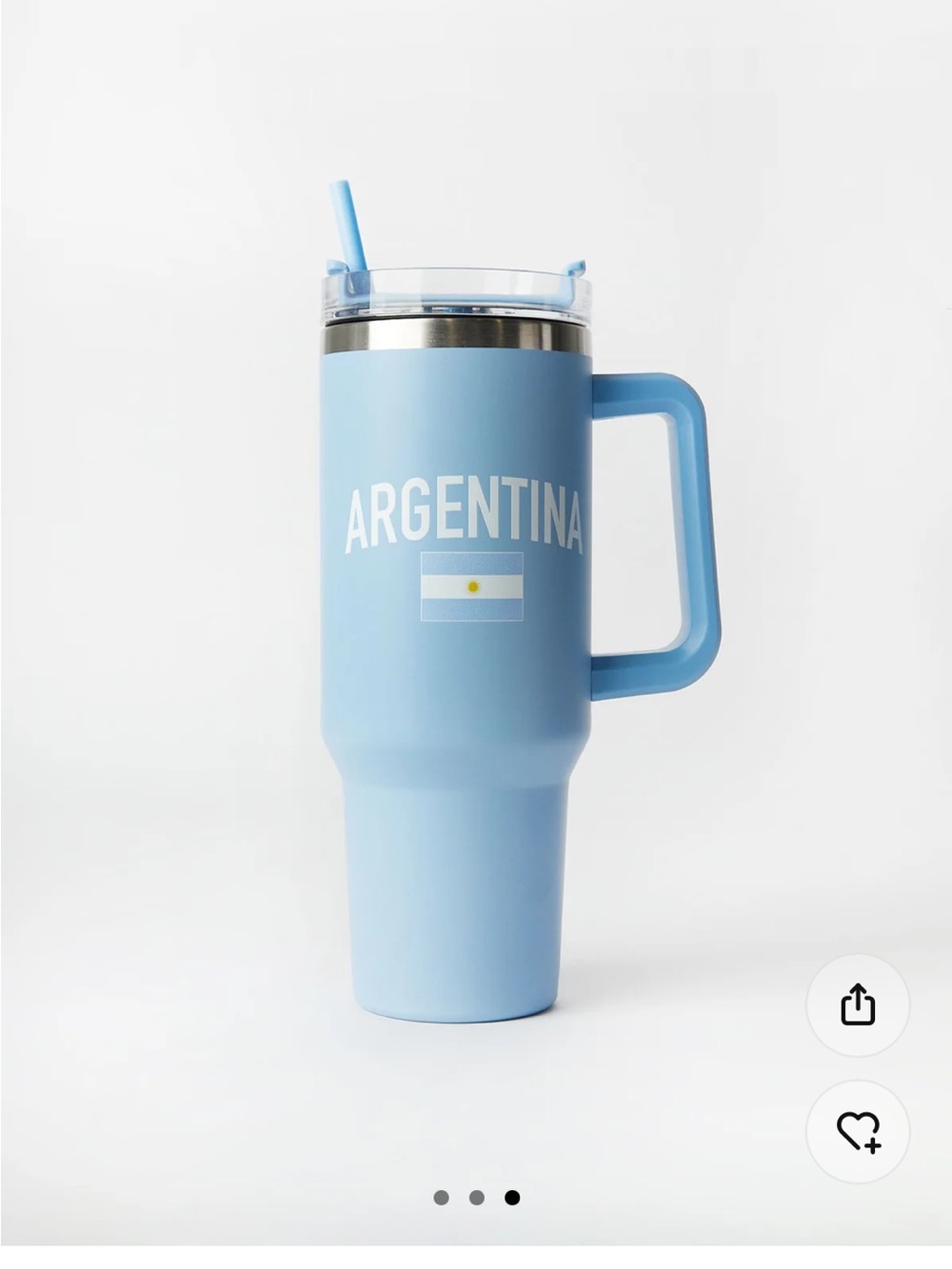 Bluenotes Light Blue Argentina Travel Tumbler with Handle